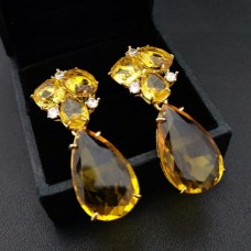Multi color quartz gold plated earrings